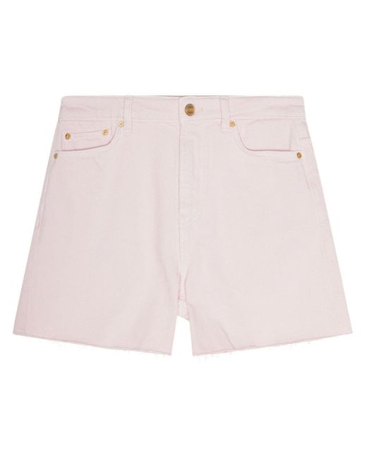 Ganni Pink Ausgefranste Jeans-Shorts