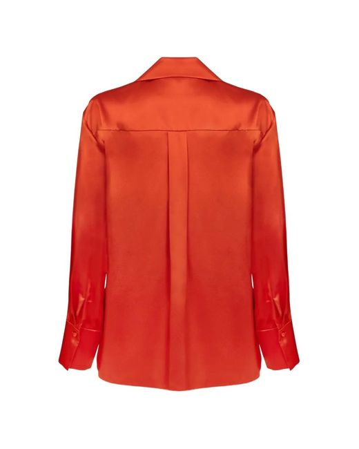 Roksanda Red Jana Wrap-Style Satin-Finish Blouse