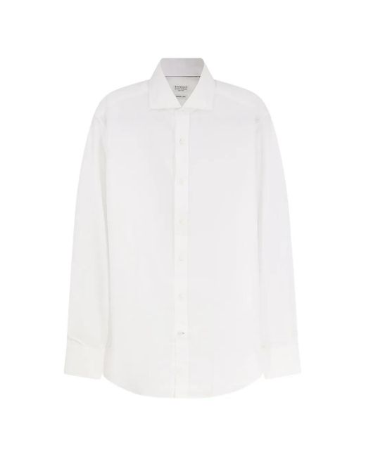 Brunello Cucinelli White Cotton Shirt for men