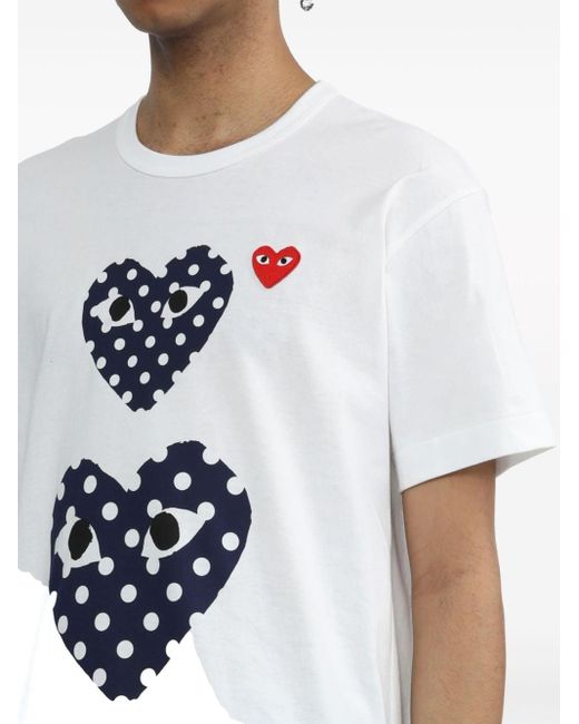 COMME DES GARÇONS PLAY White Heart-print Cotton T-shirt