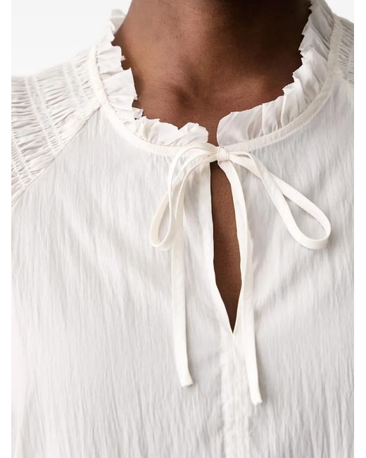 Mos Mosh Gray Mmeisa Lace-Trim Smocked-Detail Blouse