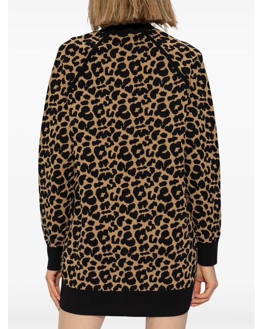 Max Mara Black Tenore Leopard-Intarsia Cardigan