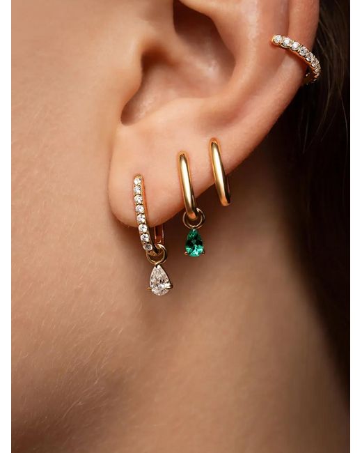 LOEV White 14Kt Recycled Allday Diamond Hoop Earrings
