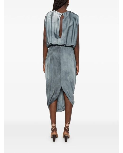 Uma Wang Blue Agnes Draped Midi Dress