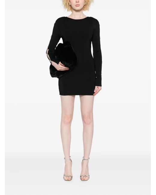 self portrait black crepe diamante mini dress Current Mood Slashed Cut Out Long Sleeve Mini Dress main image 0