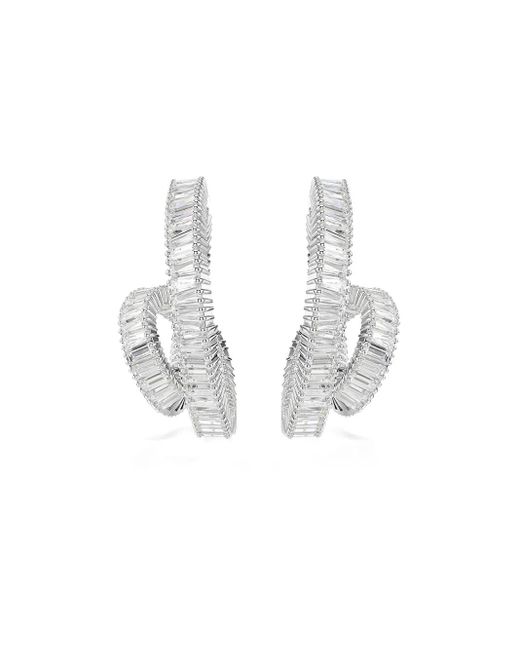 Swarovski White Matrix Baguette-Cut Hoop Earrings