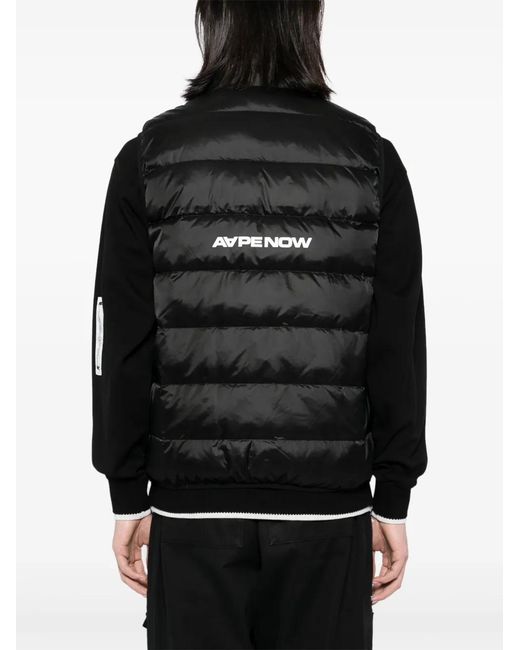 Aape By A Bathing Ape Black Logo-Patch Padded Gilet for men