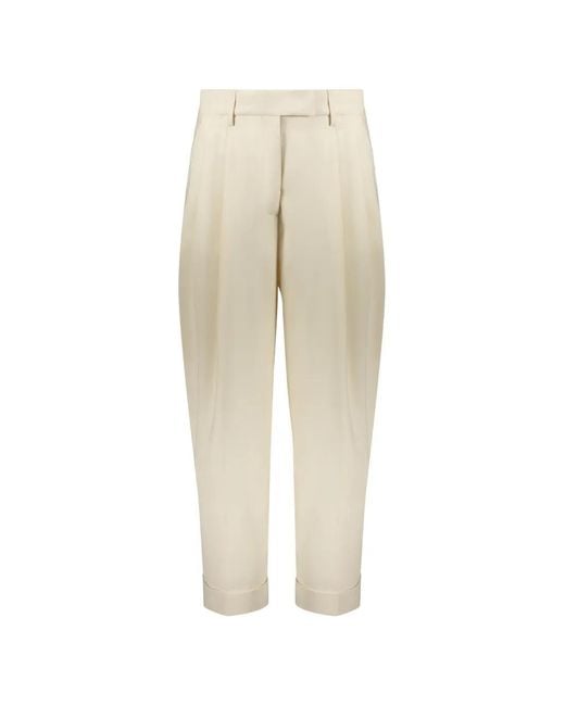Moorer Natural Pleated Straight-Leg Trousers