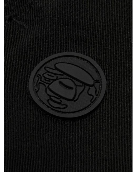 Aape By A Bathing Ape Black Logo-Detail Wide-Leg Trousers for men