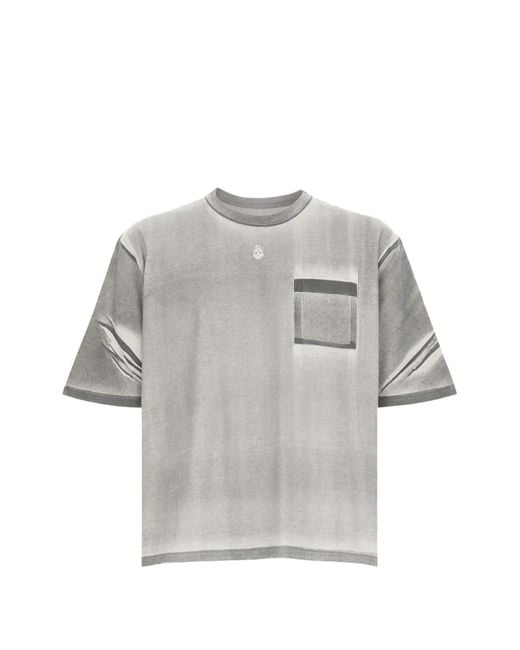 McQueen Gray Chest-Pocket T-Shirt for men
