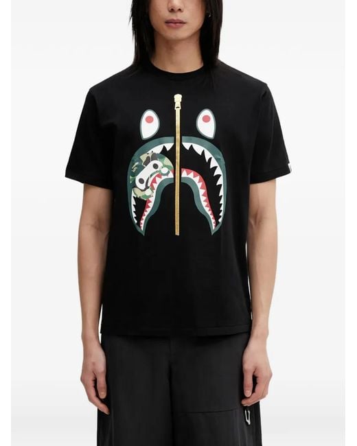 A Bathing Ape Black Abc Camo Milo Shark T-Shirt for men