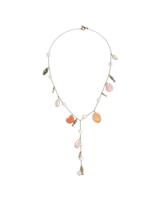 Bimba Y Lola White Pearl-Embellished Charm Necklace
