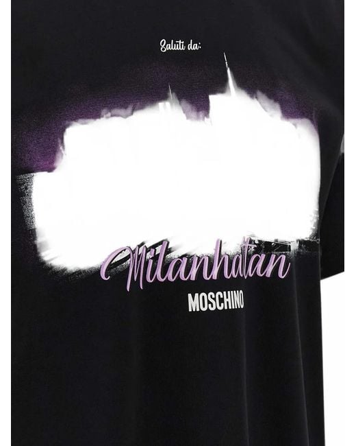 Moschino Black Milanhattan Graphic-Print T-Shirt for men