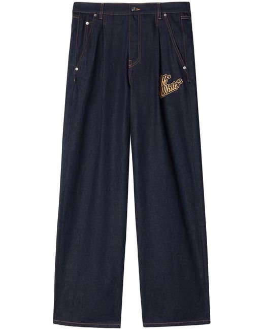 Off-White c/o Virgil Abloh Blue 90S Logo-Appliqué Straight-Leg Jeans for men