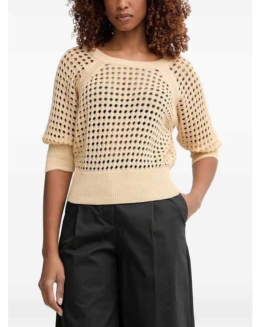 Twinset Natural Open-Knit Raglan-Sleeve Sweater