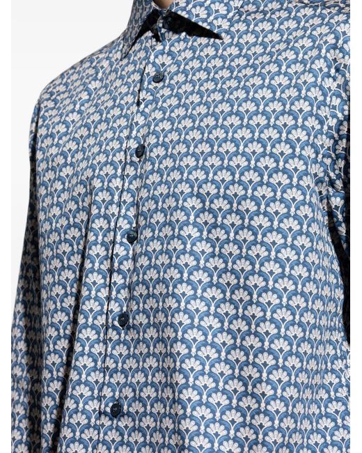 Etro Blue Patterned Button-Fastening Shirt for men