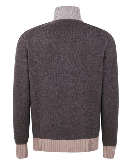 Ballantyne Brown Diamond-Pattern Moulinè Wool Sweater for men