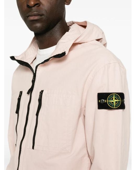 Stone Island Pink Zip-Fastening Hooded Jacket for men