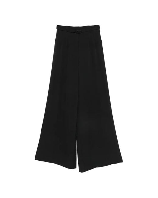 Imperial Black Belted Wide-Leg Trousers