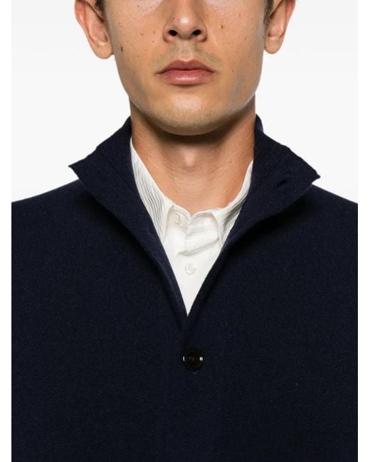 Lardini Blue Ribbed-Knit Panelled Jacket for men