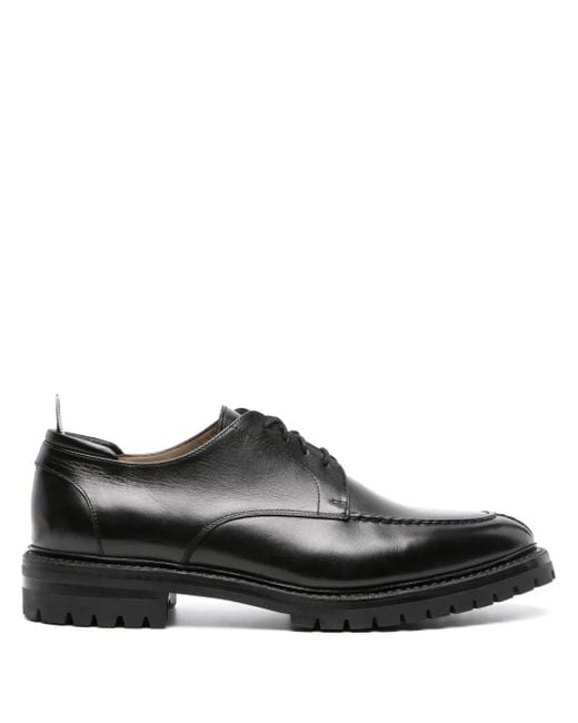 Thom Browne Black Derby Dress Shoes With Notched Rubber Sole For for men