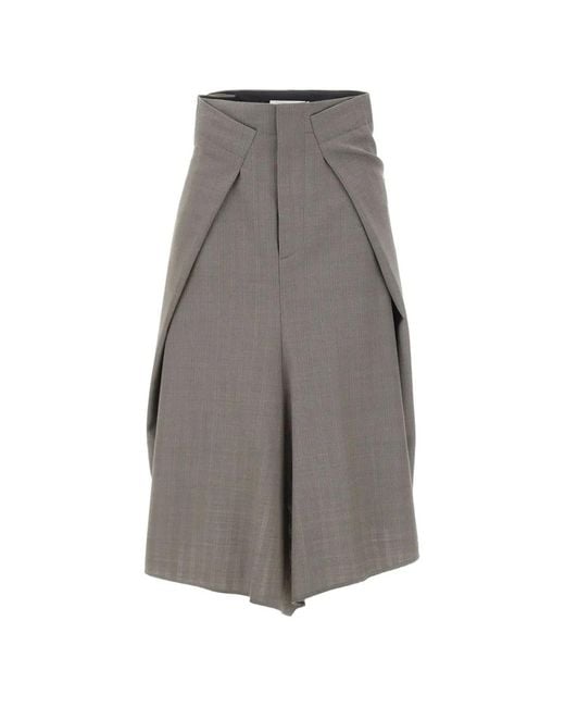 Victoria Beckham Gray Asymmetric Folded-Panel Midi Skirt