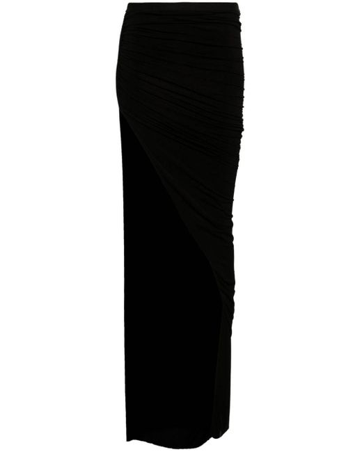 Falda larga Edfu drapeada Rick Owens de color Black