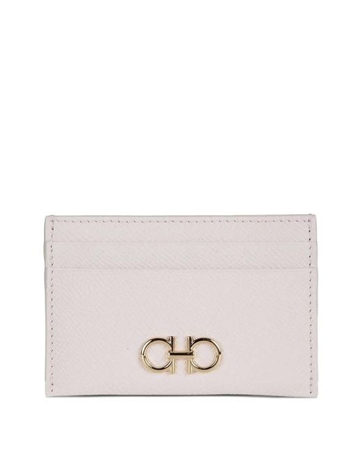 Ferragamo Natural Porte-Cartes Gancini En Cuir