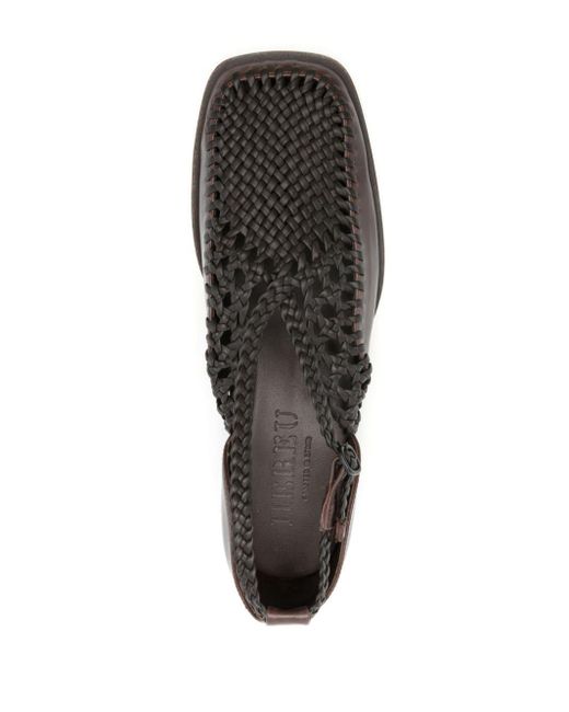 Hereu Brown Tala Interwoven Leather Loafers