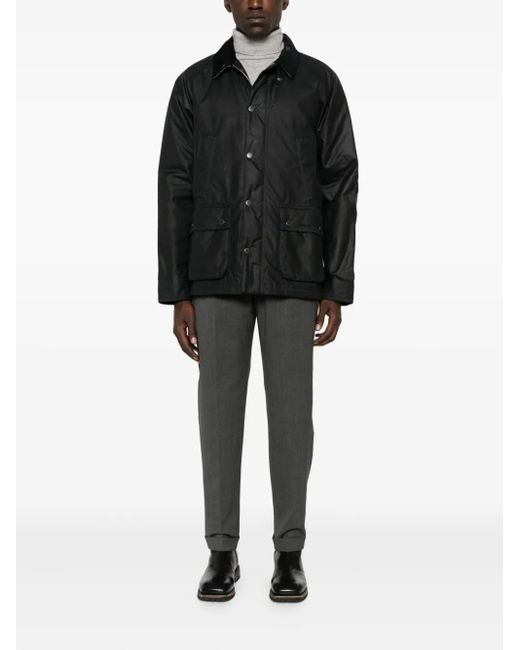 Barbour Black Corduroy-Collar Flap-Pocket Jacket for men