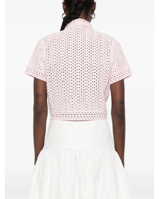 Maje Pink Rhinestone Crochet Cardigan