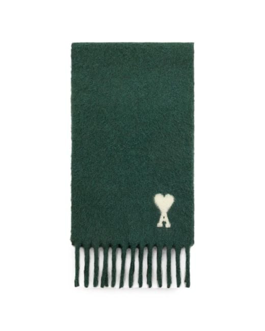 AMI Green Alpaca Scarf With Ami De Coeur