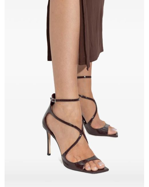 Jimmy Choo Black 95M Azia Leather Heeled Sandals