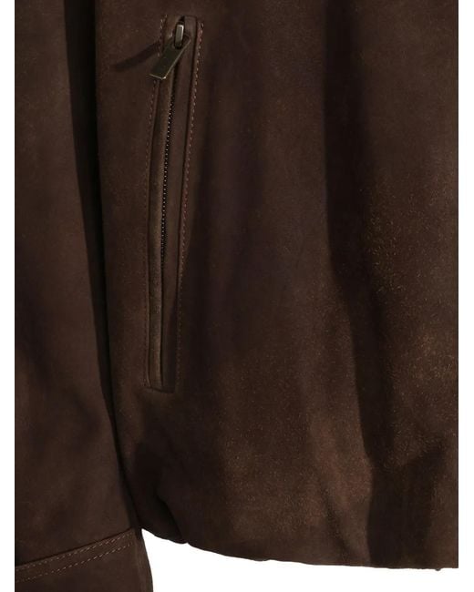 Salvatore Santoro Brown Suede Leather Jacket for men