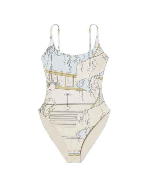 Tory Burch White Printed Swimsuit