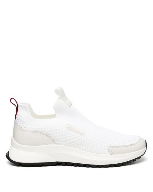 Bally White Outline Logo-Patch Sneakers for men