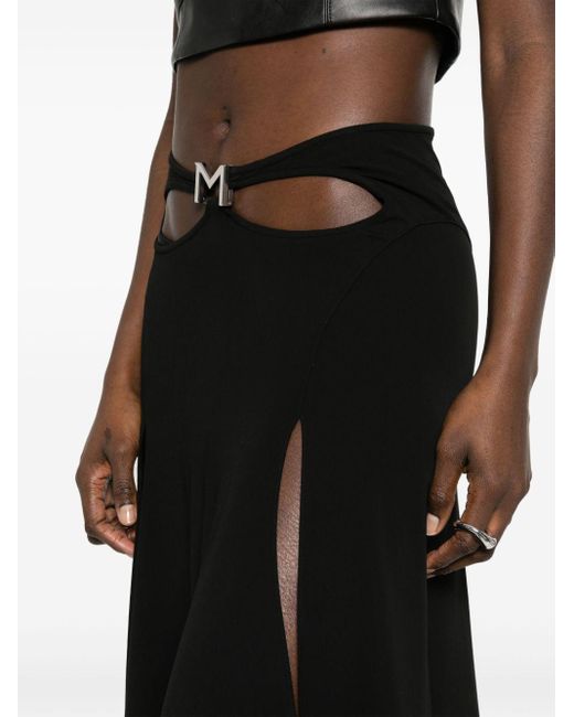 Falda midi con placa del logo Mugler de color Black