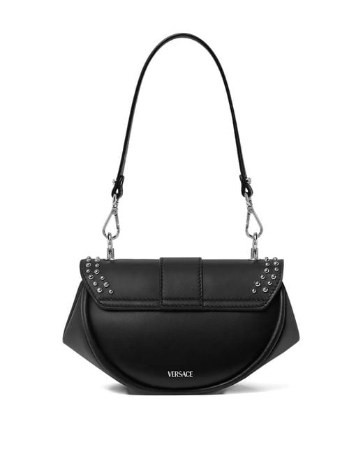 Versace Black Virtus Embellished Small Shoulder Bag