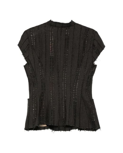 Masnada Black Veste Boutonnée À Franges