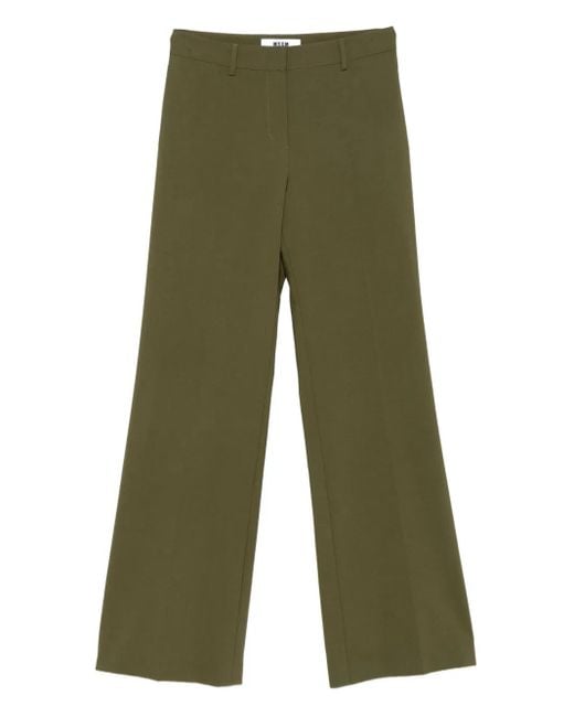 MSGM Green Flared Trousers