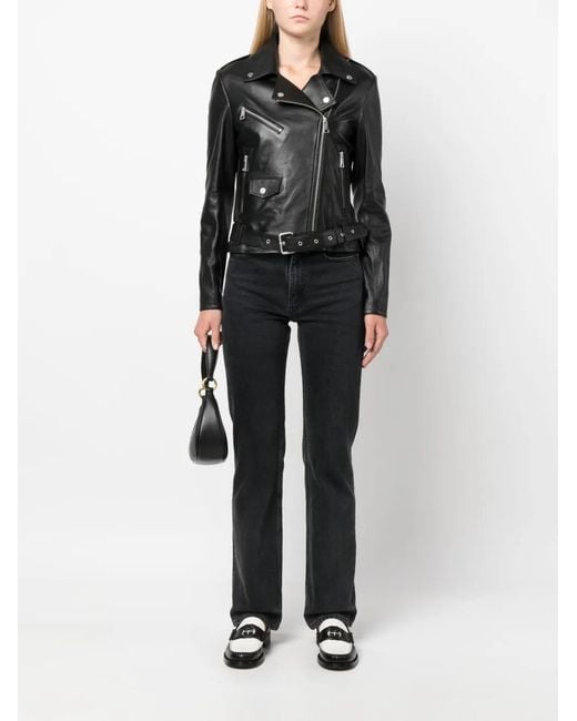 Arma Black Zip-Up Leather Biker Jacket