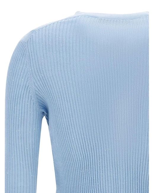 Max Mara Blue Sequin-Embellished Ribbed Cardigan