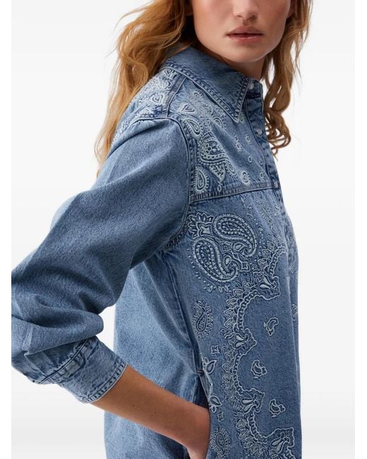 Liu Jo Blue Denim Shirt With Embroidery