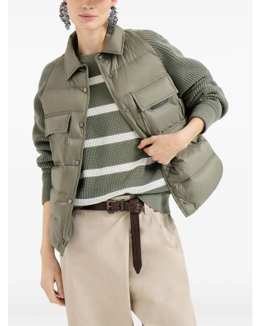 Brunello Cucinelli Green Nylon Short Down Jacket