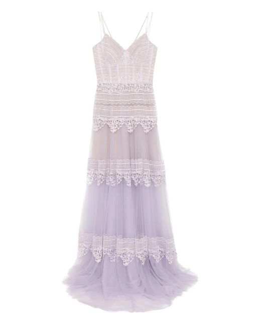 Saiid Kobeisy Purple Lace Sleeveless Dress
