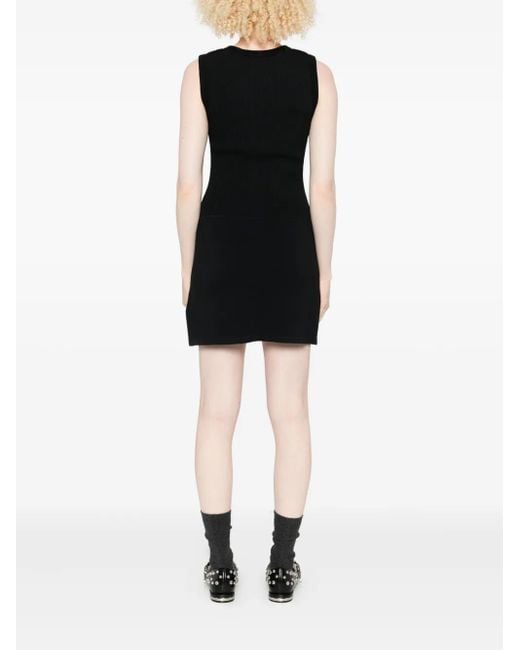 Sandro Black Geknöpftes Minikleid Mit Rundem Ausschnitt