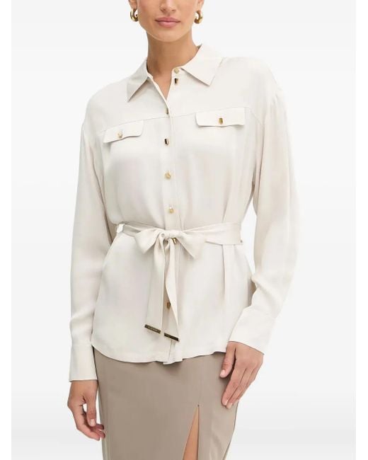 MARCIANO BY GUESS White Belted-Pocket Shirt