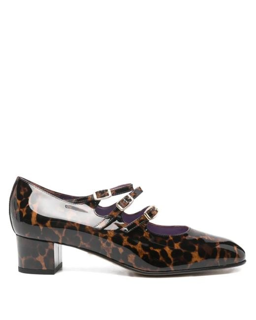 CAREL PARIS Brown 40Mm Kina Leopard-Print Buckled Pumps