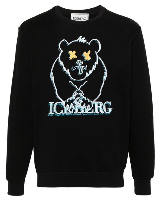 Camiseta con logo estampado Iceberg de hombre de color Black