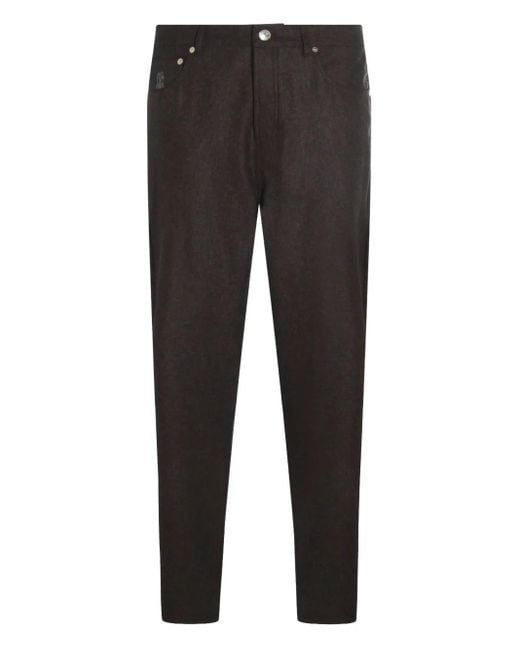 Pantalones con bolsillo bordado Brunello Cucinelli de hombre de color Black